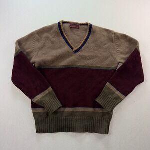 Generra V-Neck Sweater Mens M Multicolor Good Vintage Shetland Wool Colorblock